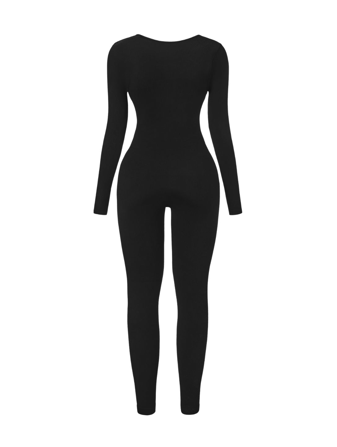 Ribbed Square Neck Jumpsuit - HeyShape