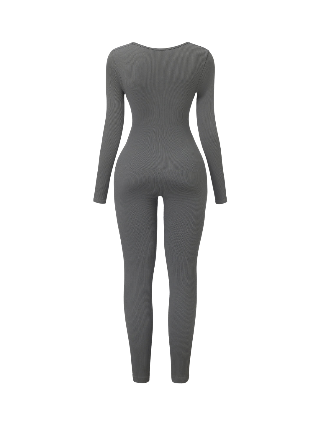 Ribbed Square Neck Jumpsuit - HeyShape