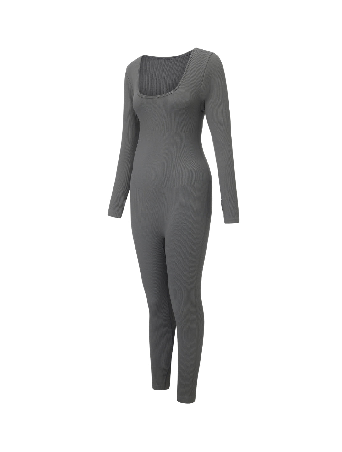 Ribbed Square Neck Jumpsuit - HeyShape