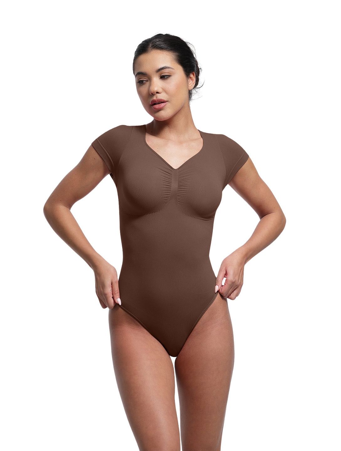 V-Neck Sculpting Tee Bodysuit - HeyShape