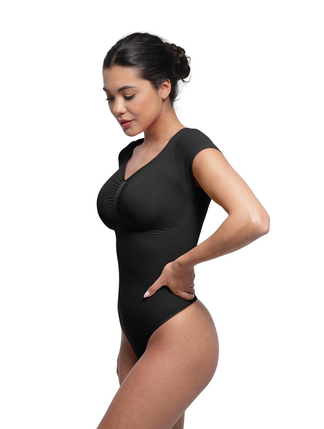 V-Neck Sculpting Tee Bodysuit - HeyShape