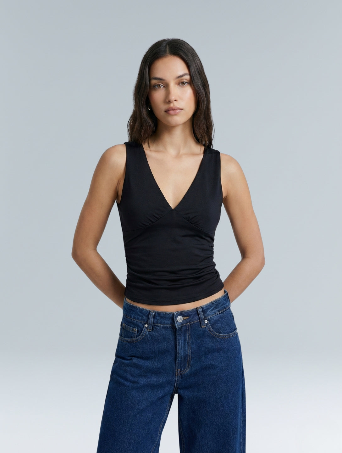 V-hals gerimpeld topje