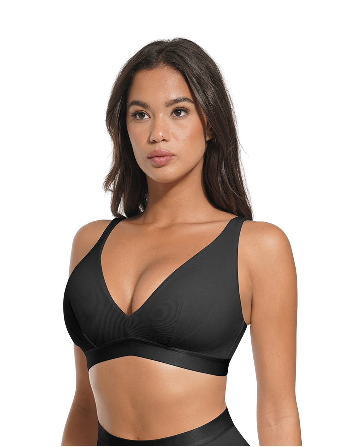Deep V-Neck Ribbed Bralette