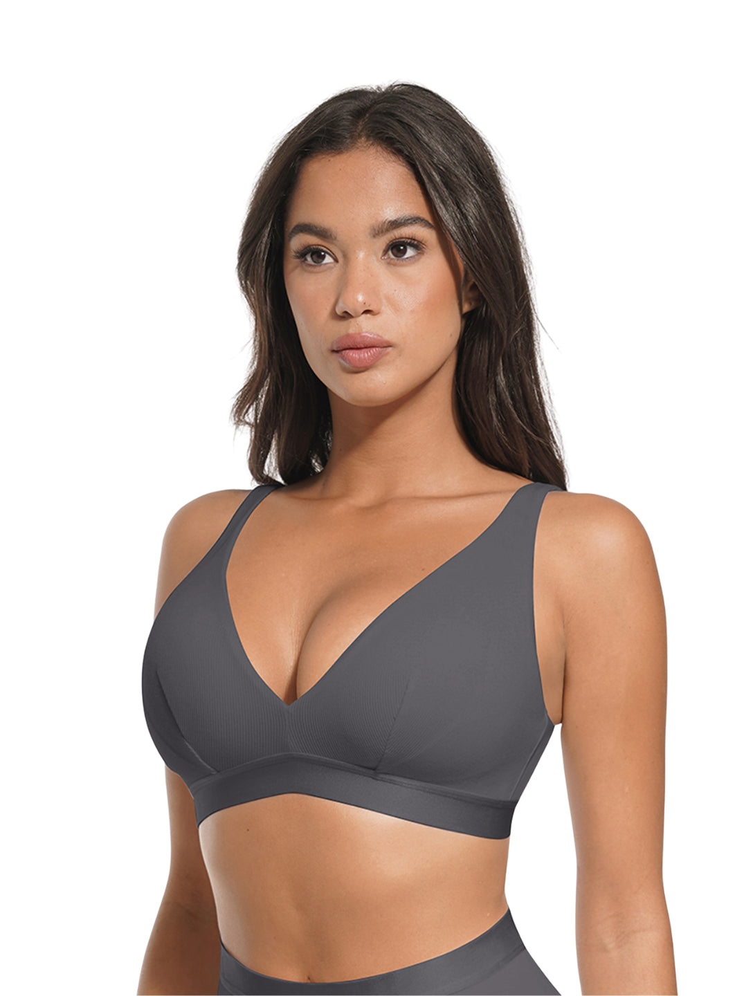 Deep V-Neck Ribbed Bralette