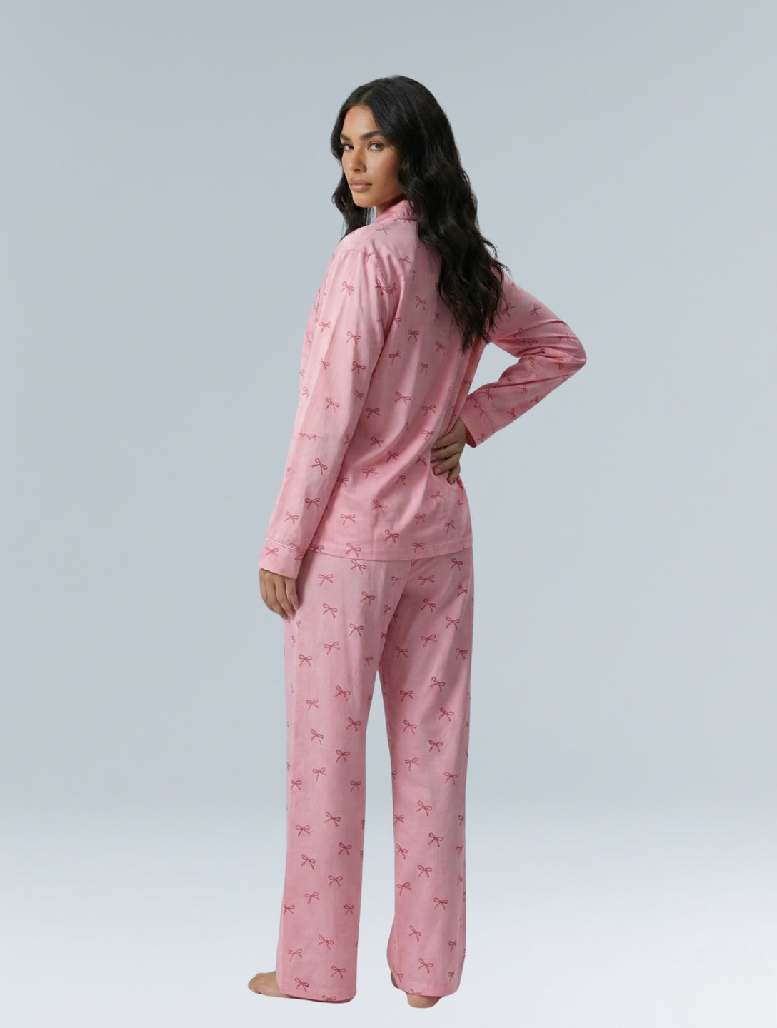 Pink Cotton Bow Pajama Set - HeyShape