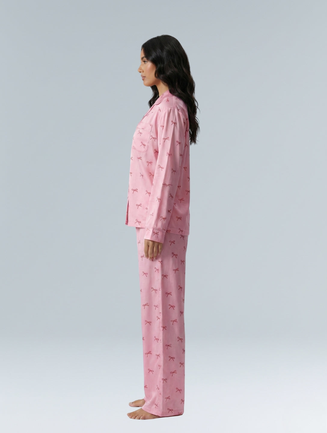 Roze Katoenen Strik Pyjama Set