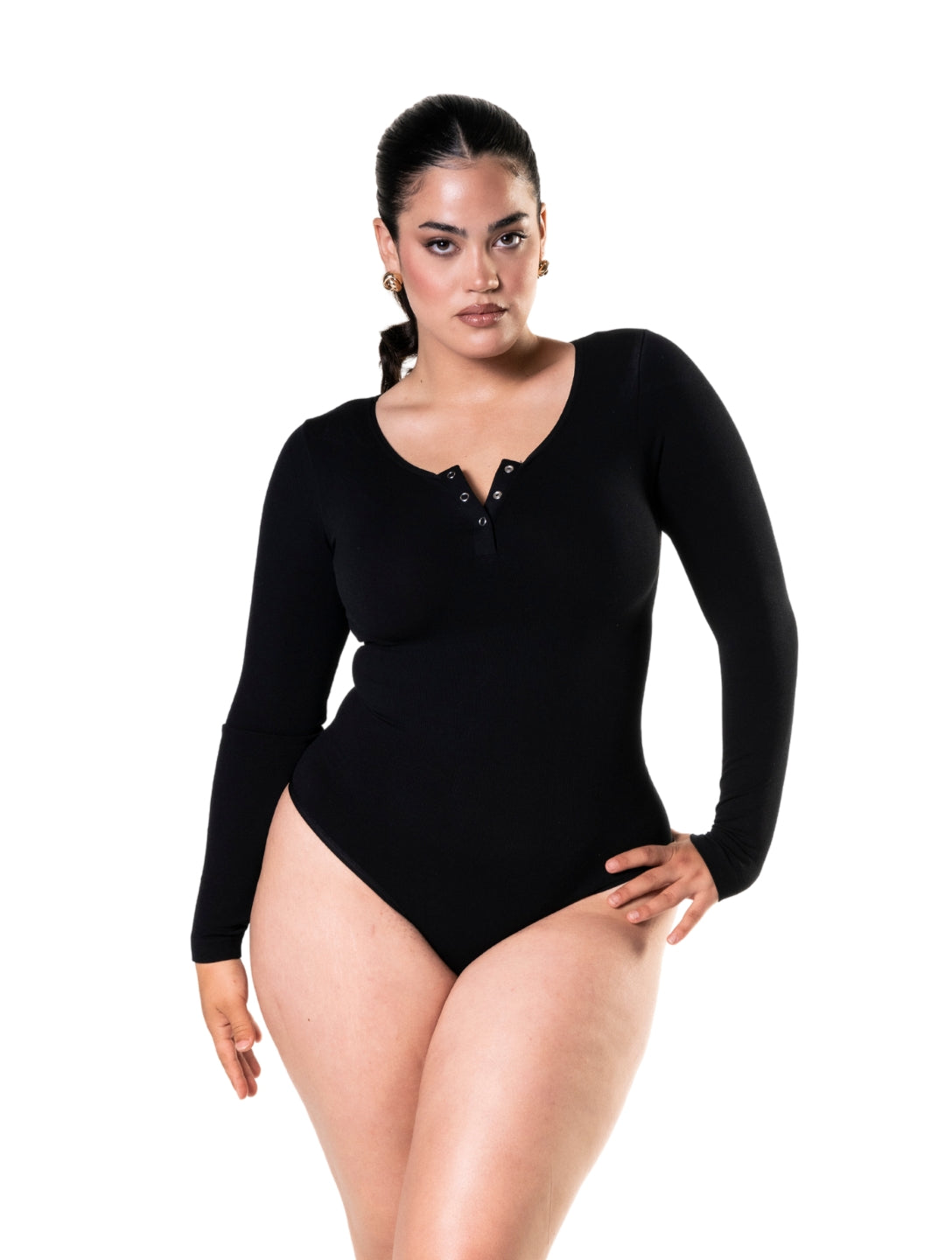 Seamless Long Sleeve Thong Bodysuit - HeyShape