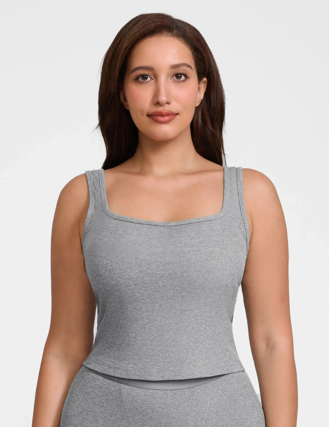 Square Neck Ribbed Tank - HeyShape