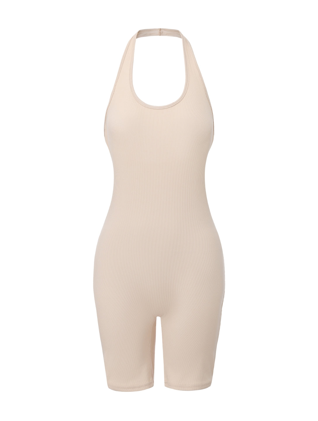 Ribbed Halter Neck Low Back Bodysuit - HeyShape
