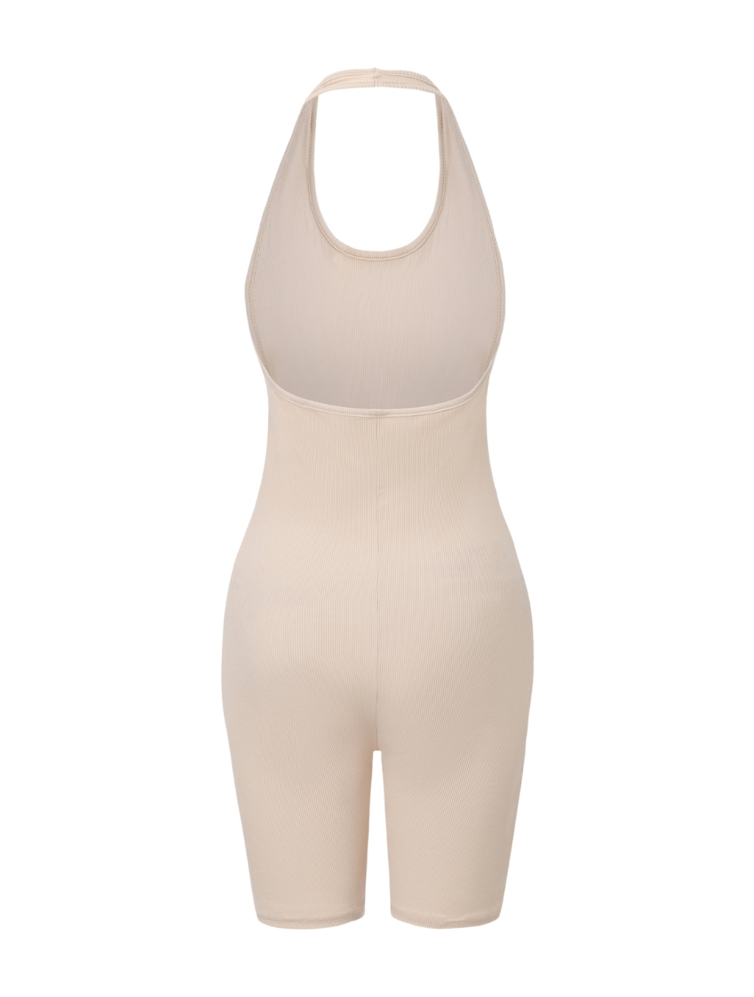 Ribbed Halter Neck Low Back Bodysuit - HeyShape
