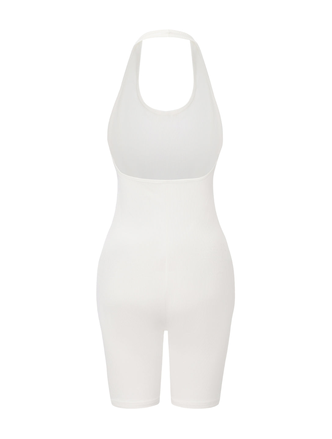 Ribbed Halter Neck Low Back Bodysuit - HeyShape