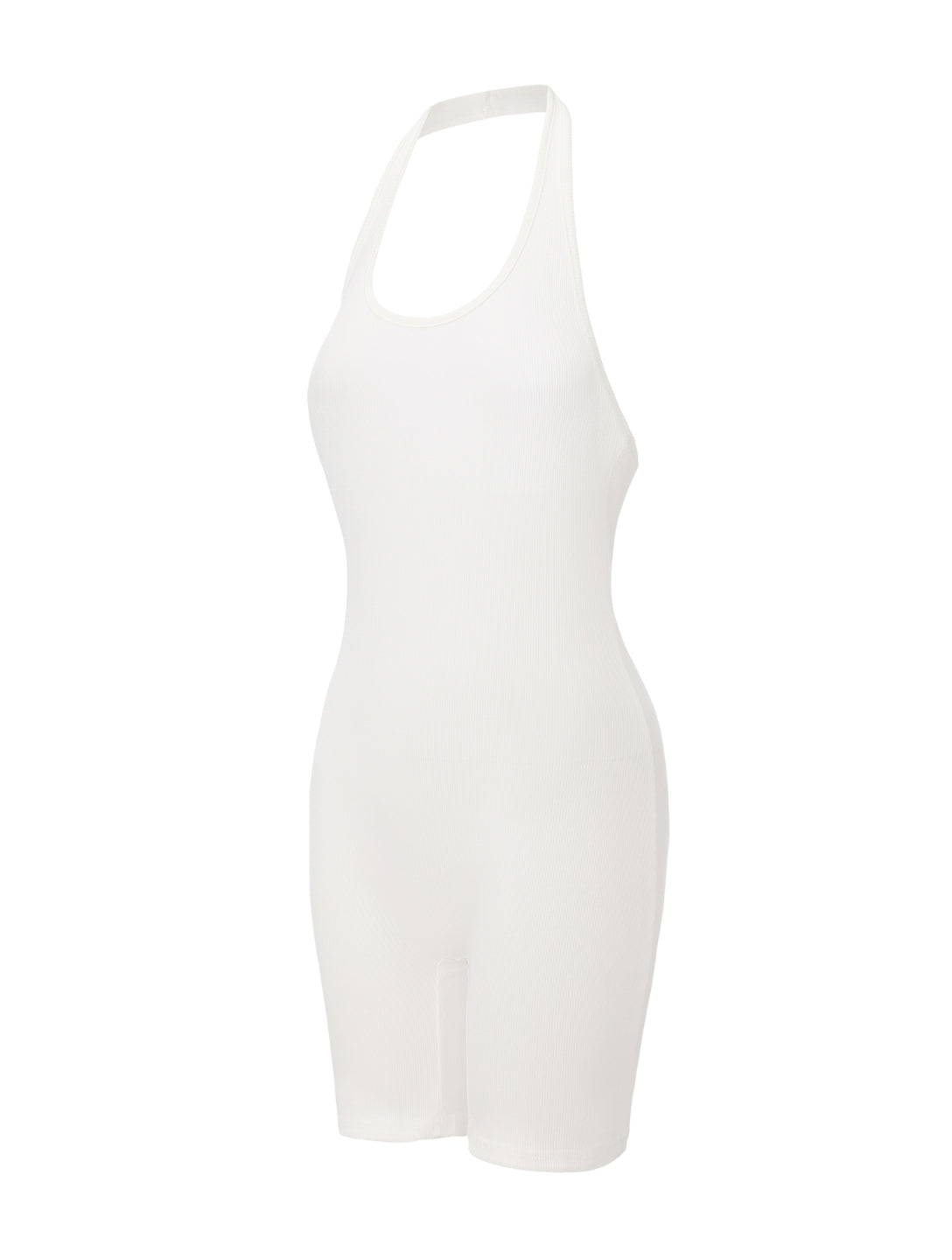 Ribbed Halter Neck Low Back Bodysuit - HeyShape