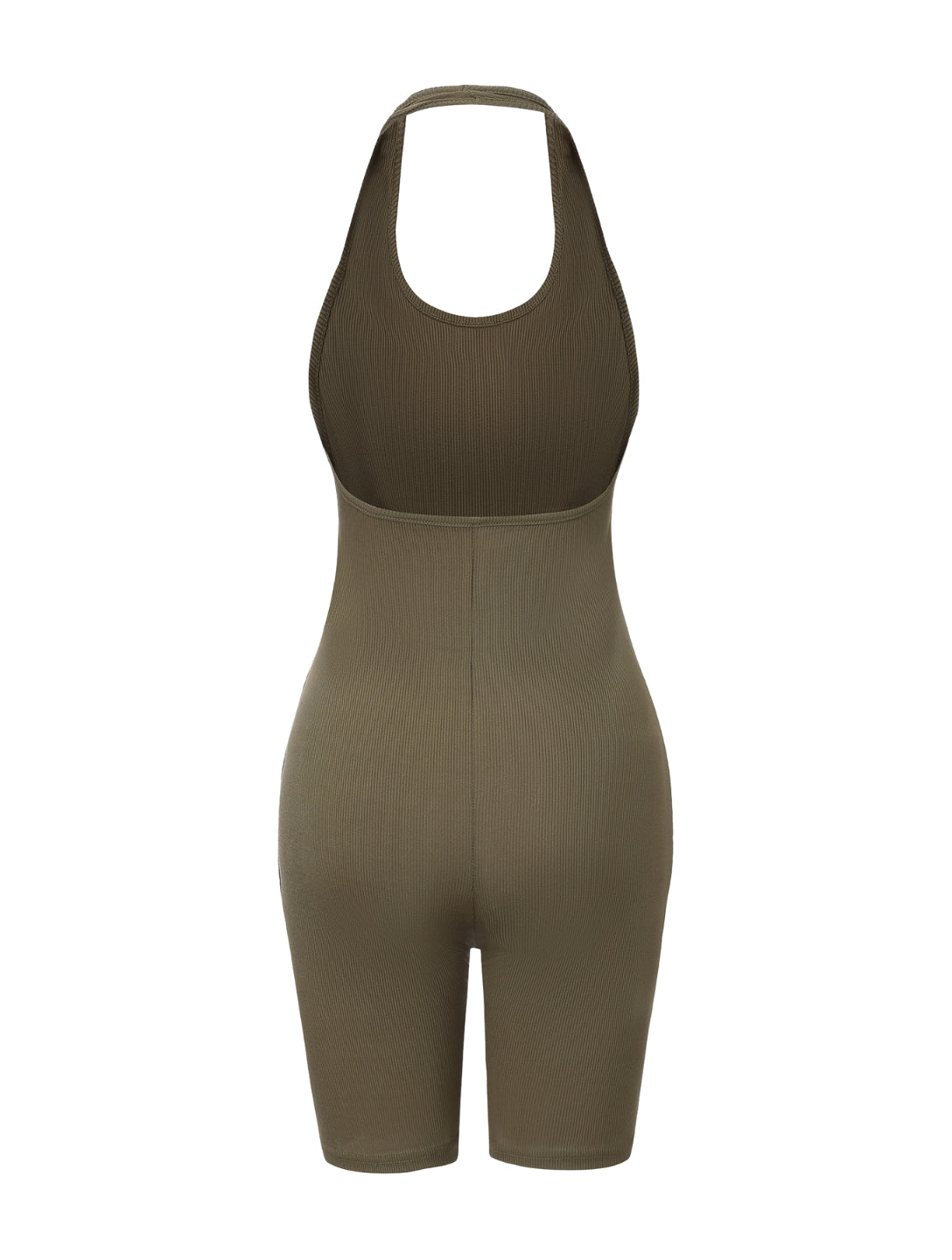 Ribbed Halter Neck Low Back Bodysuit - HeyShape