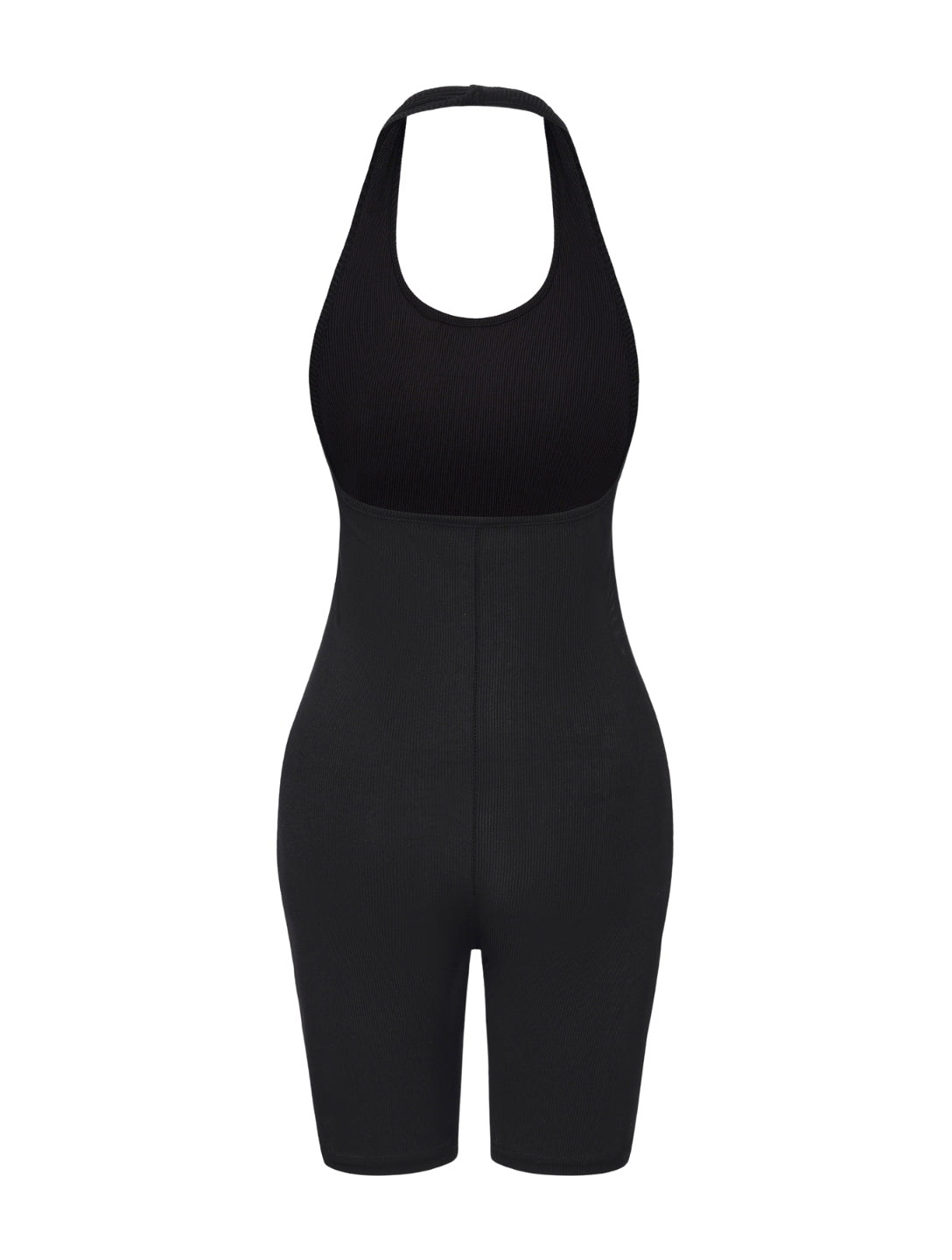 Ribbed Halter Neck Low Back Bodysuit - HeyShape