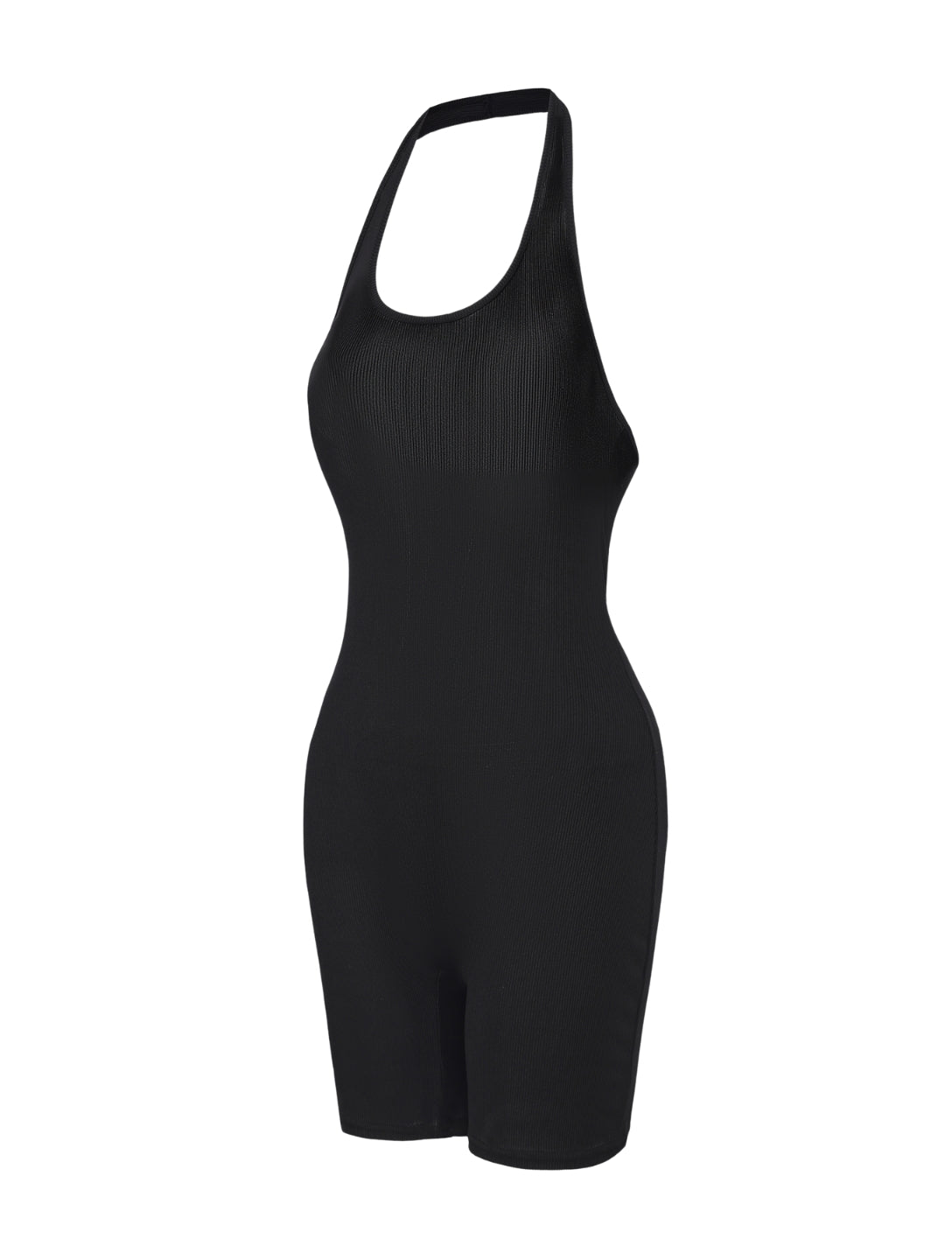 Ribbed Halter Neck Low Back Bodysuit - HeyShape