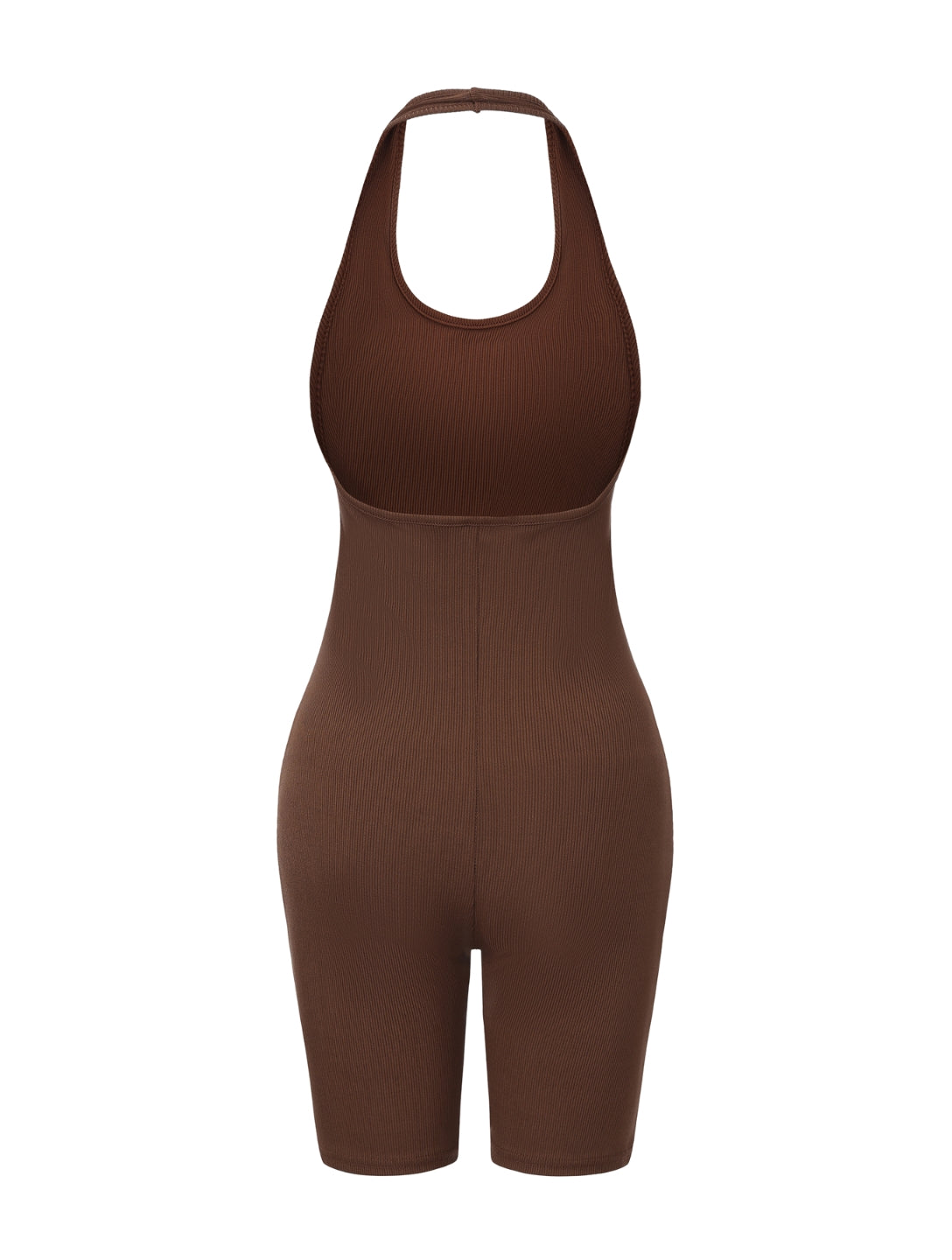 Ribbed Halter Neck Low Back Bodysuit - HeyShape