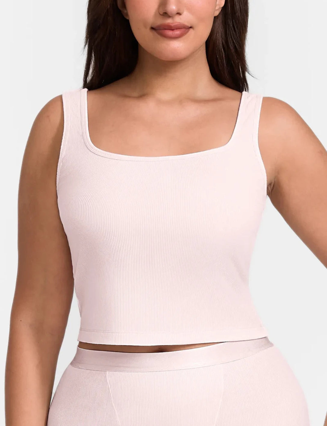 Square Neck Ribbed Tank - HeyShape