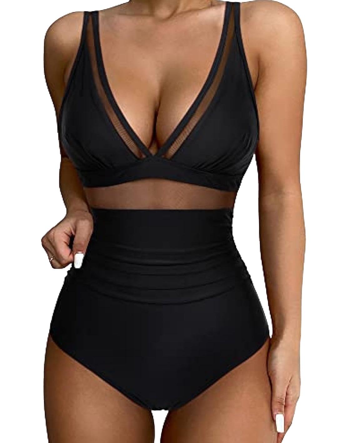 The Sculpting V-Neck Mesh Suit - HeyShape