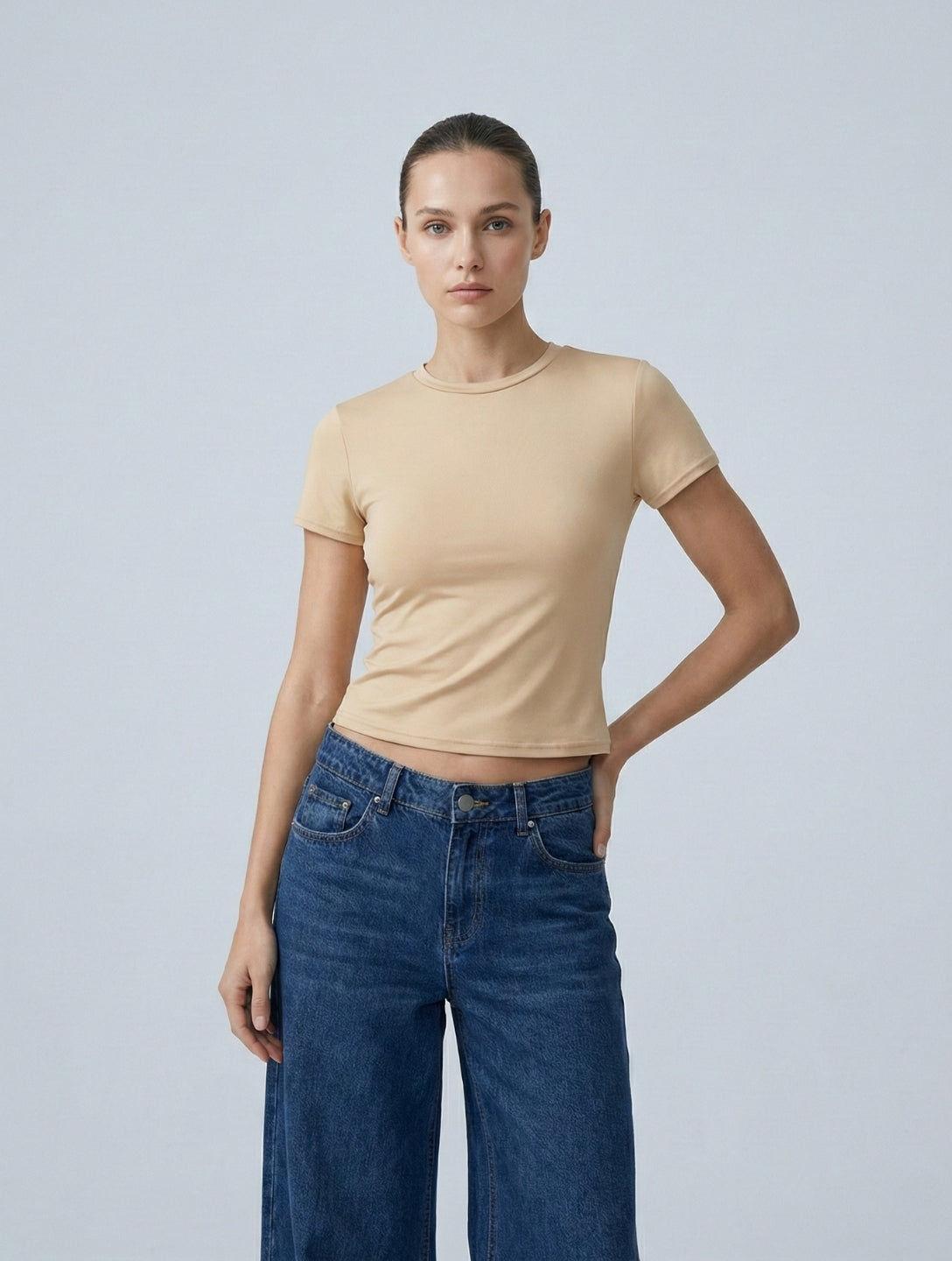 Short Sleeve Crew Neck Top - HeyShape