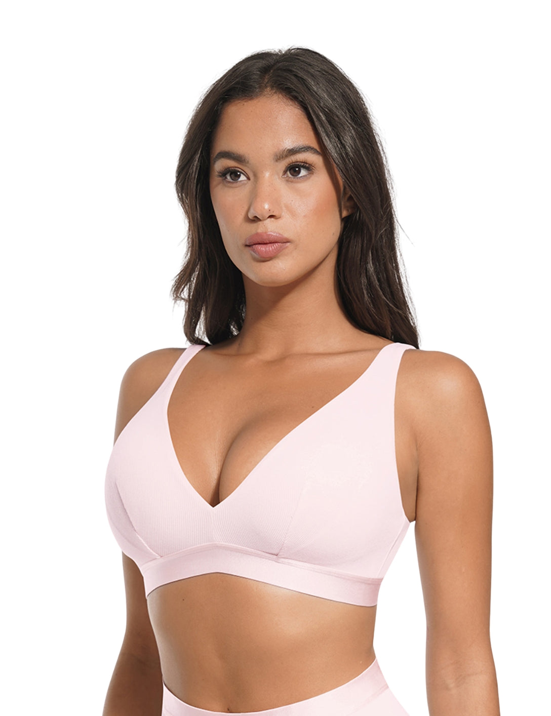 Deep V-Neck Ribbed Bralette - HeyShape