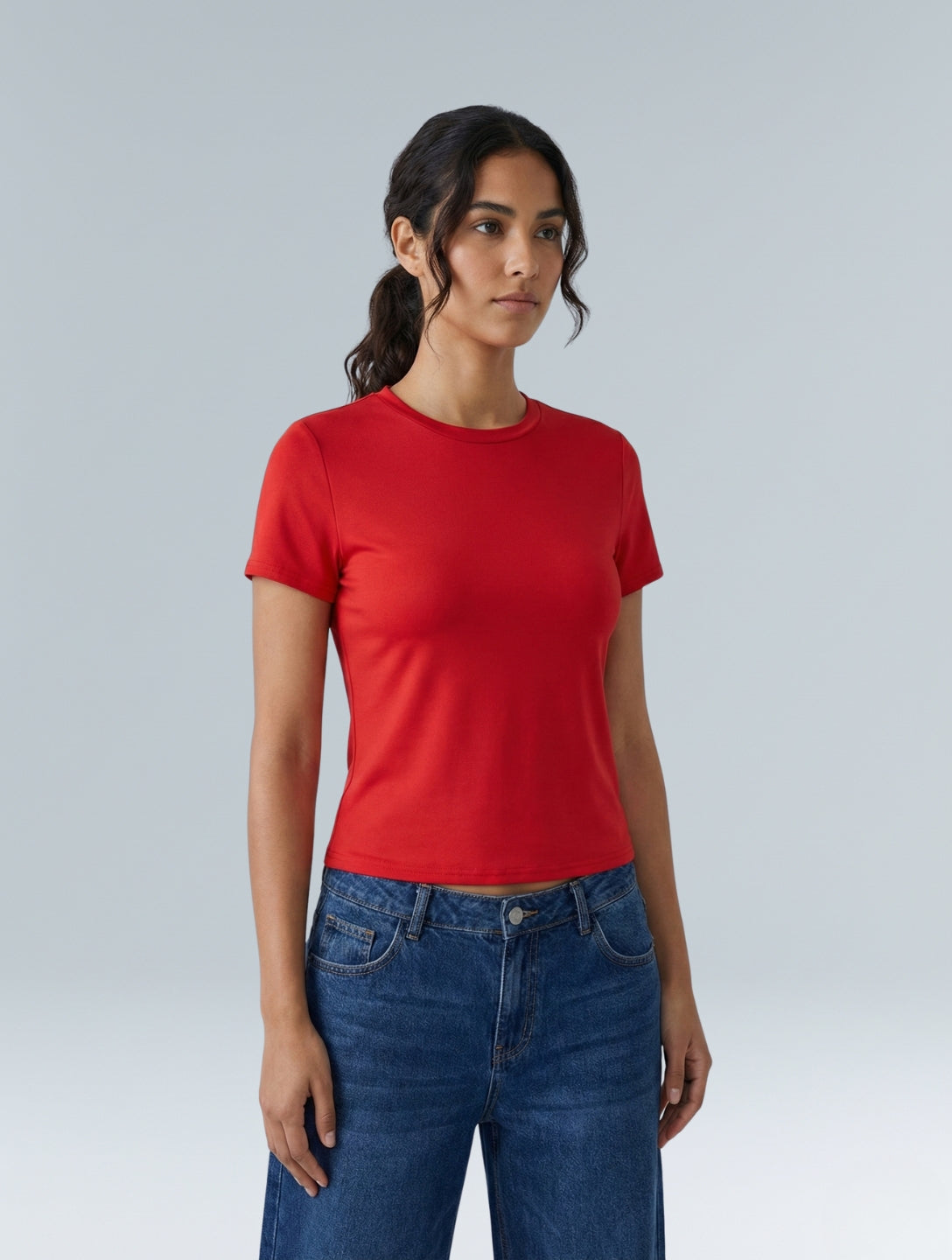 Short Sleeve Crew Neck Top - HeyShape