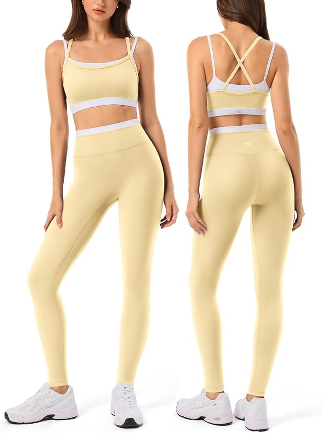 High Waisted Seamless Leggings & Double Layer Sports Bra