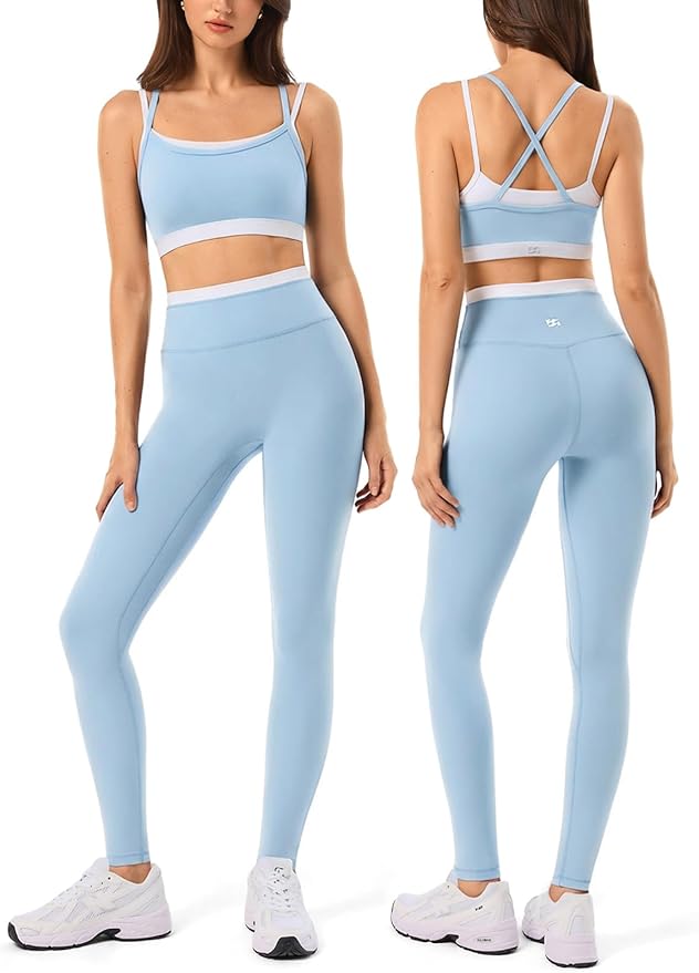 High Waisted Seamless Leggings & Double Layer Sports Bra