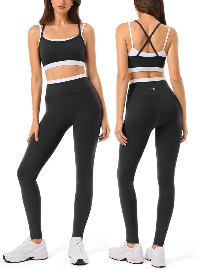 High Waisted Seamless Leggings & Double Layer Sports Bra