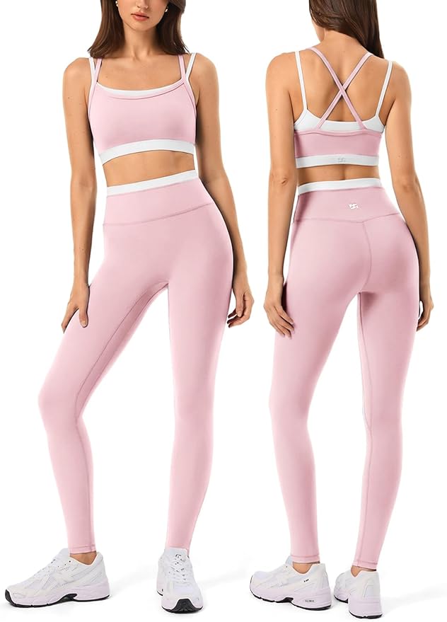 High Waisted Seamless Leggings & Double Layer Sports Bra