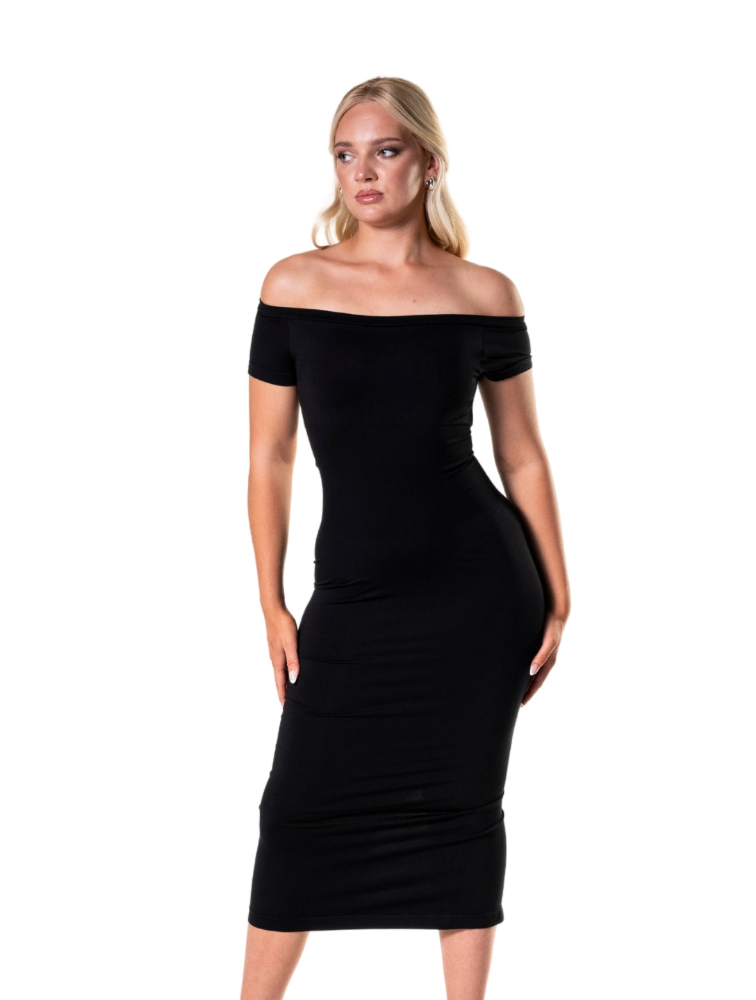 Schulterfreies Shapewear-Split-Kleid