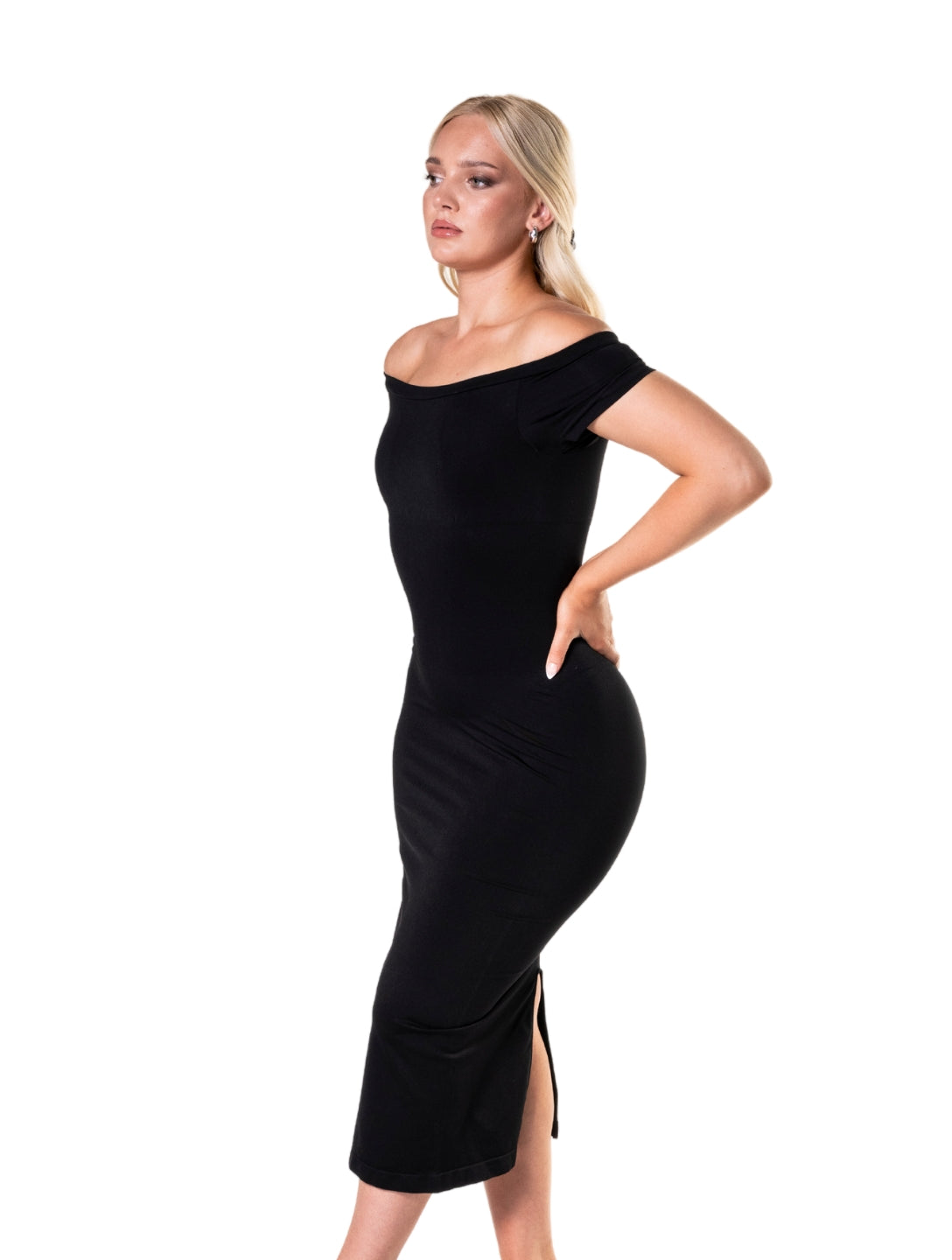 Schulterfreies Shapewear-Split-Kleid