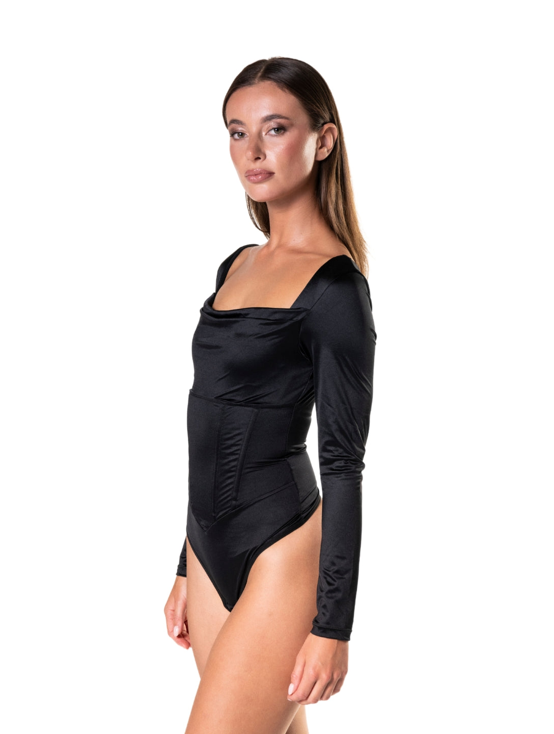 Satijnen Bodysuit met Watervalhals