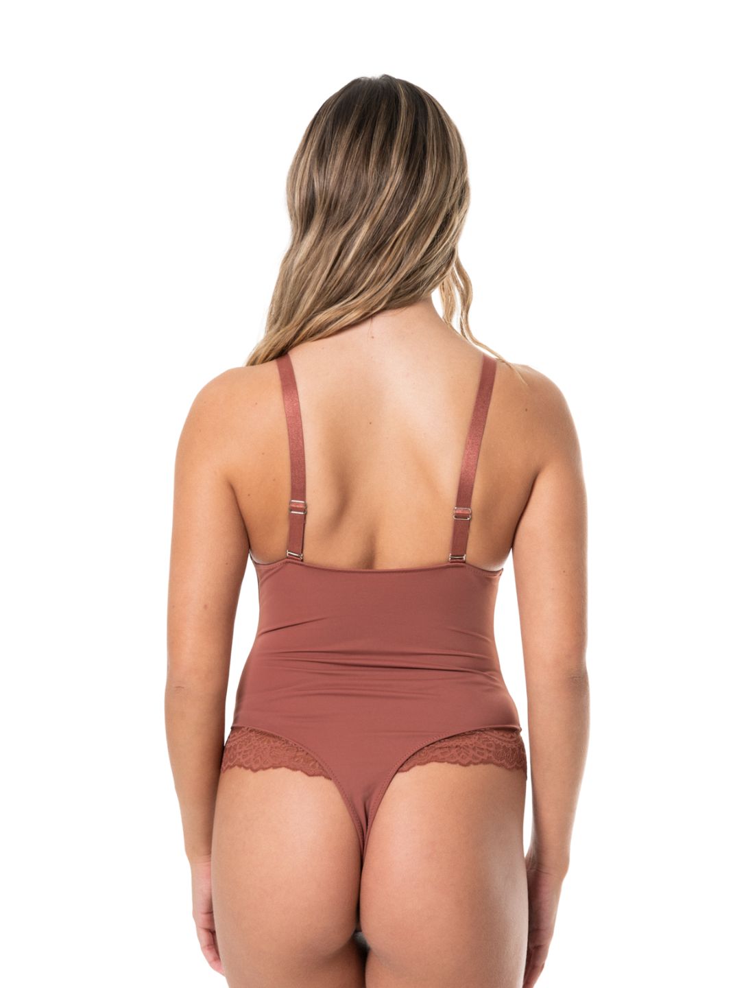 V-Neck Half Laced Bodysuit - HeyShape