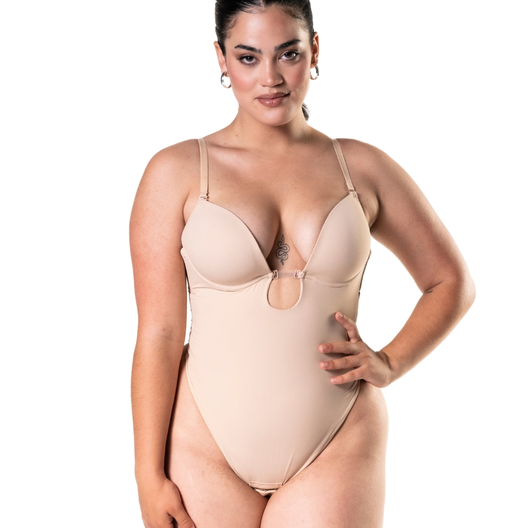Plunge Shapewear Thong Bodysuit - HeyShape